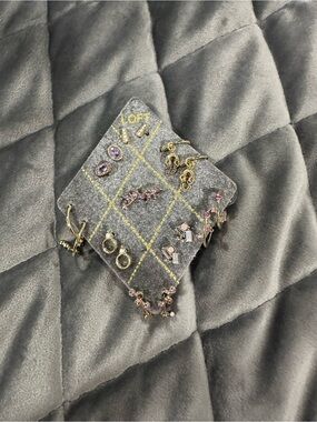 LOFT Gold-Tone Earring Set with Pink and Purple Crystals